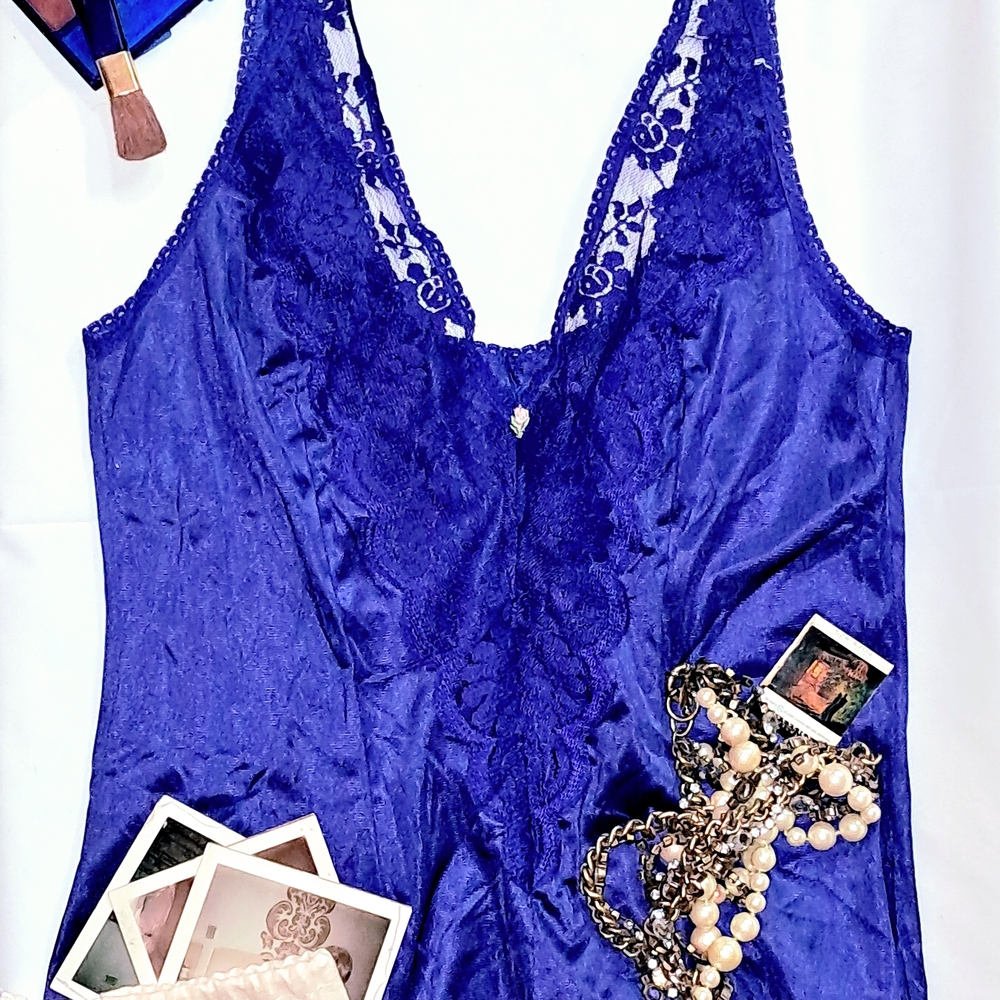 JCPenney Deep Blue Lace Chemise